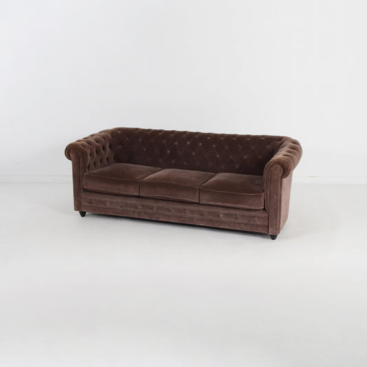 チェスターフィールド ベルベット3シーターソファ