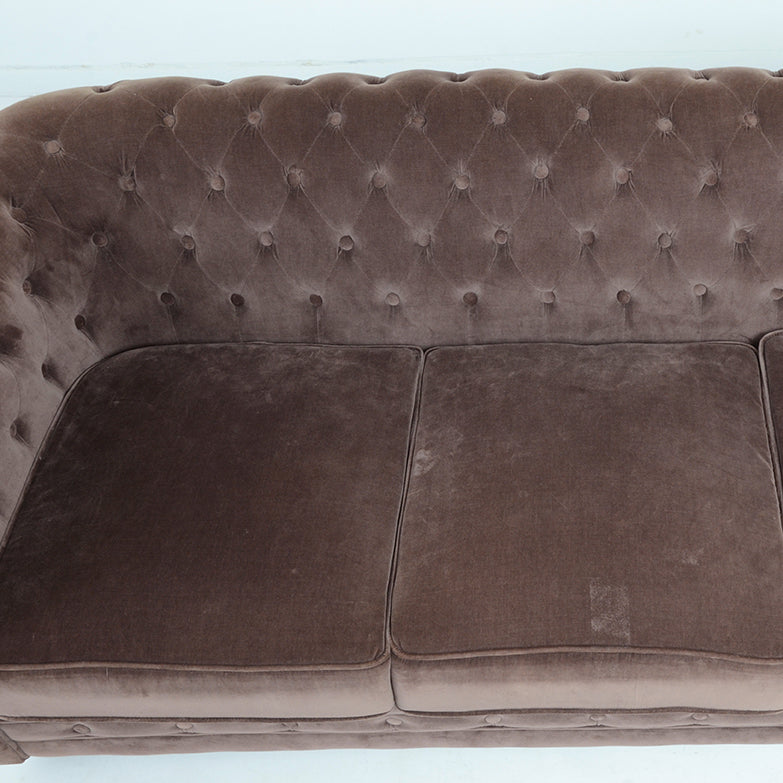 チェスターフィールド ベルベット3シーターソファ