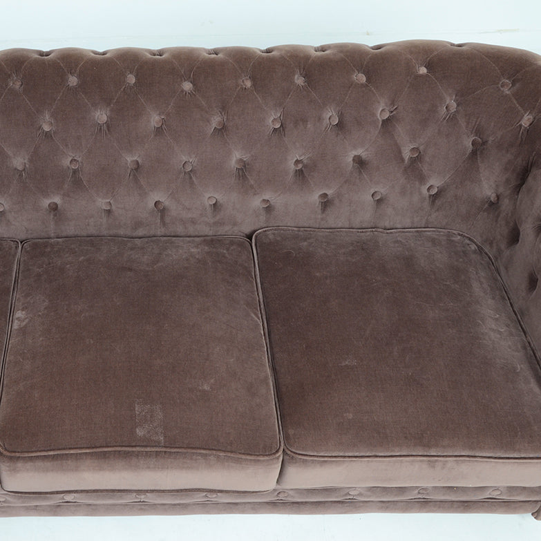 チェスターフィールド ベルベット3シーターソファ